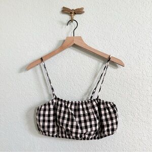 NWOT•Vada Winter•the Lake Crop Top•Black and White Gingham•Womens
